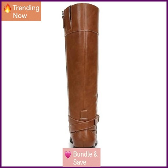 Women's Knee High Riding Boots Wide Calf Faux Leather 3/4 Heel - Picture 4 of 8